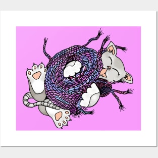 Kitty Cat Kitten & Ball of Yarn Posters and Art